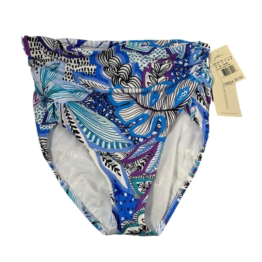 Profile By Gottex Bikini Bottoms Women’s Size 12  Floral Lined Elastic Legs NWT